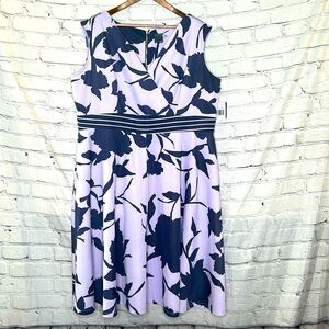 Gabby Skye Lilac & Navy Sleeveless Dress Size 20W Brand New W/Tags